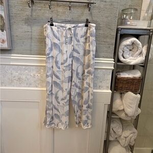 Large soma pajama bottoms cropped pants blue cream fish pattern